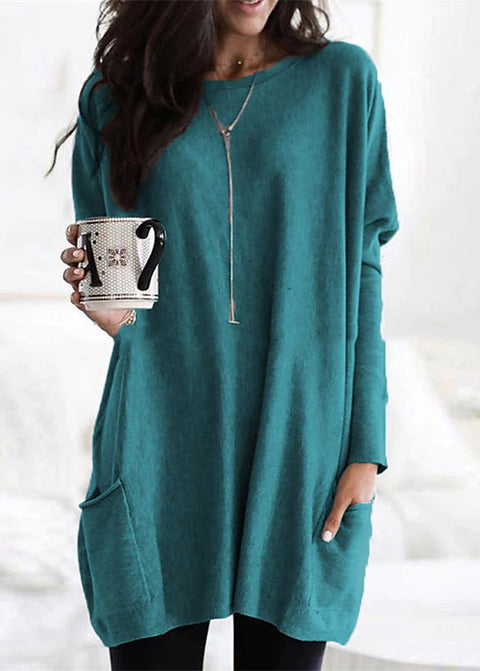 Long Sleeve Casual Pocket T-shirt Top M300172