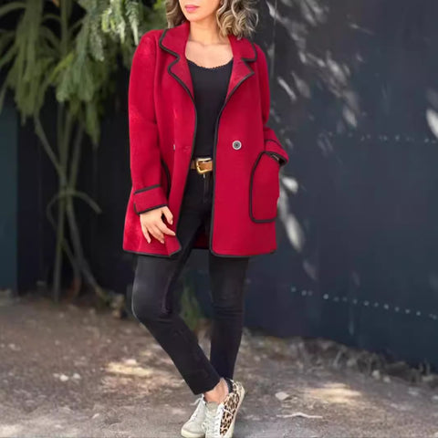 Damen Temperament Anzugkragen doppelseitige Wolljacke m300688 