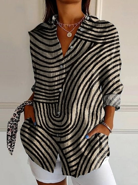 Chemise longue à manches et épaules imprimée en 3D à motif abstrait pour femme m302463