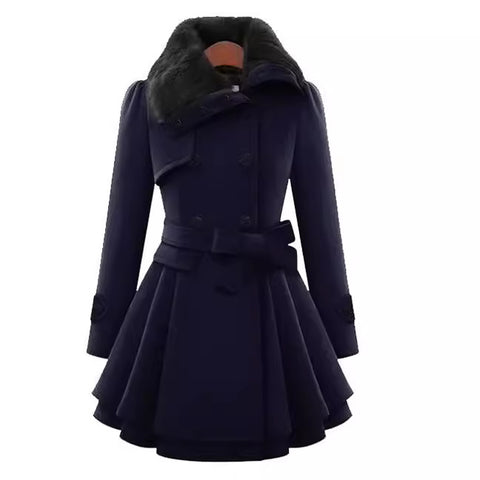 Vêtements pour femmes, veste longue en laine ajustée, trench-coat croisé en laine pour femmes m300531 