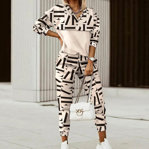 Ensemble pull et pantalon slim à manches longues et imprimé décontracté, mode m301183 