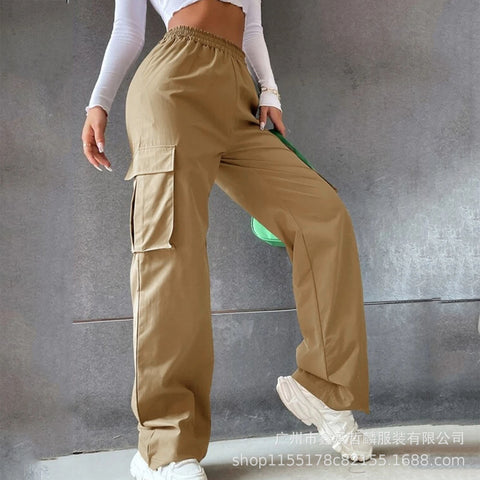 Pantalon sans ceinture taille haute, pantalon large, coupe droite, ample, style décontracté, m301371 