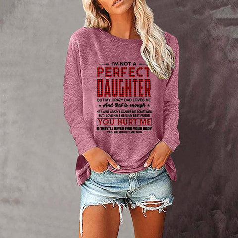 T-shirt ample à manches longues et col rond pour femme, imprimé commerce extérieur, M300920 