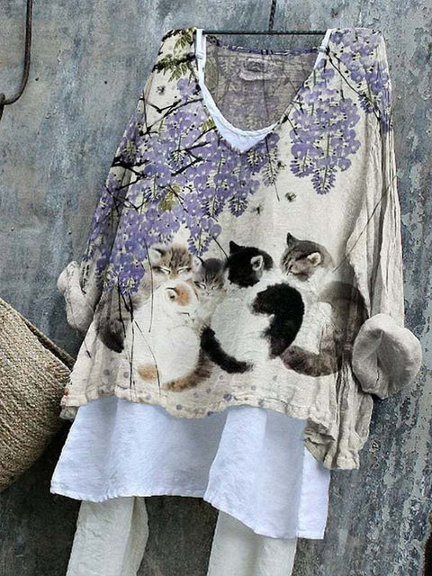Pull décontracté à manches longues et col rond, imprimé, T-shirt une pièce m301042