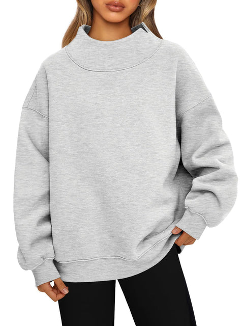 Damen Sweatshirt Langarm Rollkragen Pullover Sweatshirt Casual Sweatshirt Fleece Oberteil Damen M302142