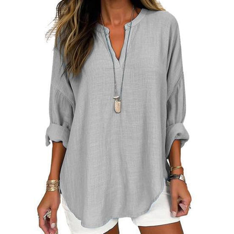T-shirt d'été à manches longues et col en V pour femme, style décontracté, manches longues, m301363 