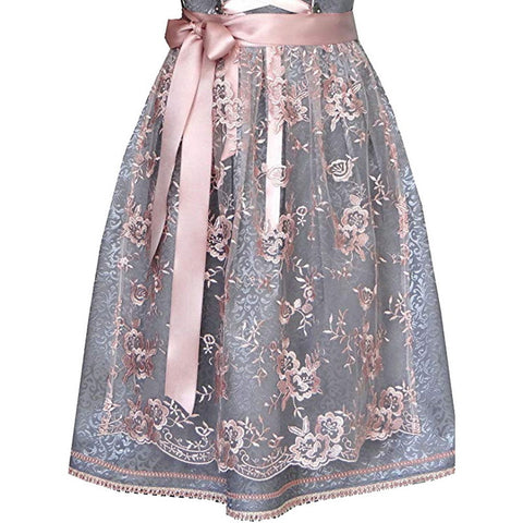 Oktoberfest Damenrock mit eckigem Ausschnitt und Taillengurt, Spitzenschürze m300483 