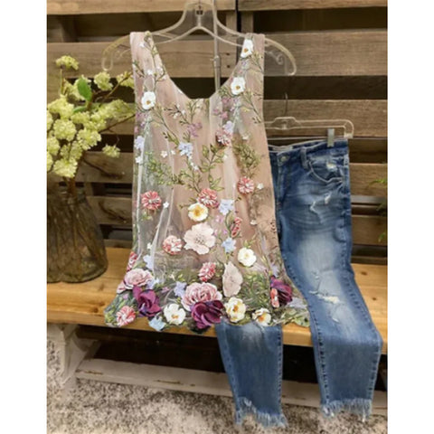 Süßes bedrucktes, lockeres, ärmelloses Tanktop in großer Größe, T-Shirt m300907 