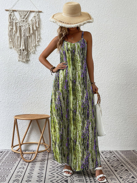 Robe à bretelles taille moyenne à imprimé tendance m300016 