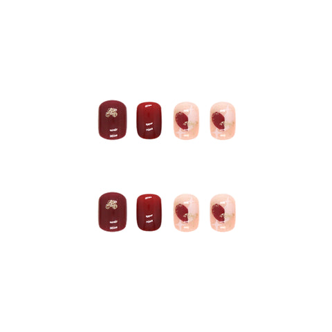 Porter un faux ongles amovible morceau de manucure d'amour en damier blanc rouge chérie m55010557 