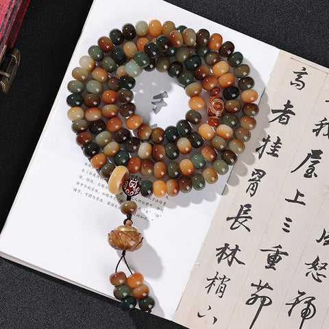 Bracelet de perles de Bouddha 108 graines de Bodhi Feitian de Dunhuang Wentian en jade blanc, chapelet chinois pour homme et femme Wenwan, portable M3331306