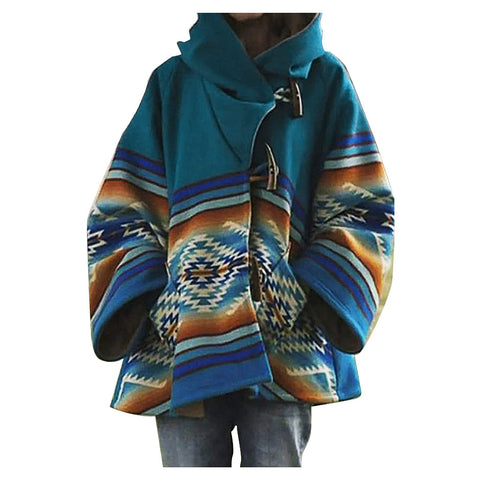 Neue lockere Wolljacke mit Retro-Print für Damen m300677 