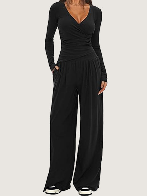 Wide-leg pants set women's long-sleeved multi-occasion sportswear m301804
