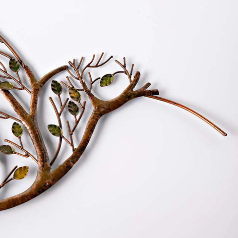 Décoration murale en métal Colibri et branche m3331005