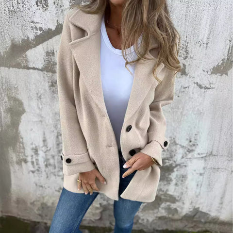 Veste en laine décontractée pour femme, nouvelle collection automne et hiver, cardigan à fausses poches et revers amples, m300613 