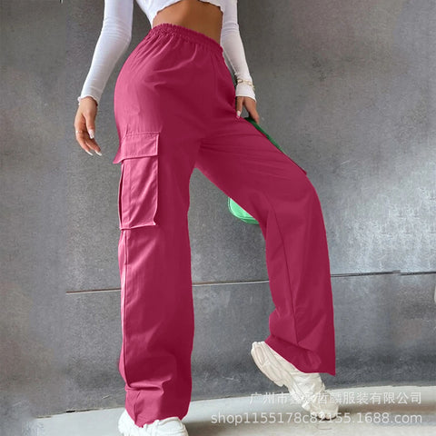 Pantalon sans ceinture taille haute, pantalon large, coupe droite, ample, style décontracté, m301371 