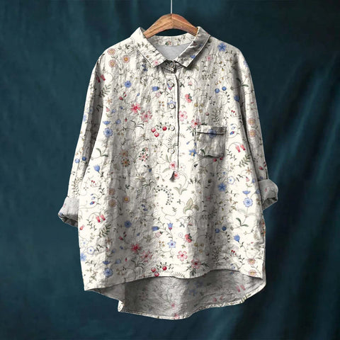 Chemise à manches longues en lin et bambou, à revers, polyvalente et tendance, m301040