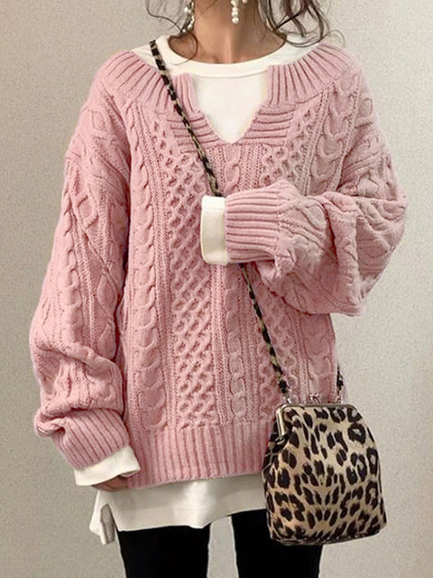 Neuer Pullover, gestrickter Twist-Pullover, lässiger Strickpullover m300465 