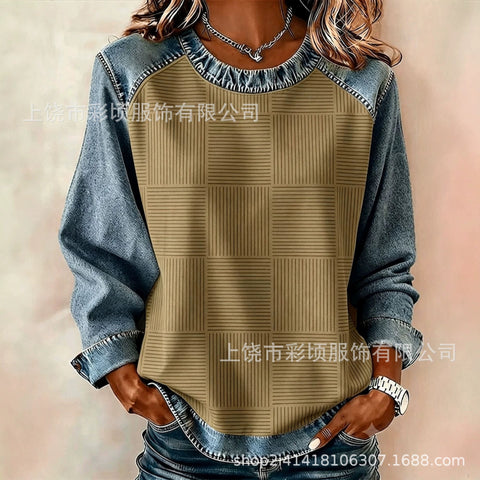 Crew neck loose sweater soft feel sweater FF303303