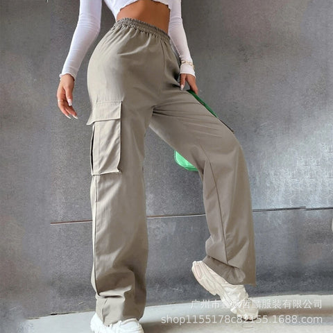Pantalon sans ceinture taille haute, pantalon large, coupe droite, ample, style décontracté, m301371 