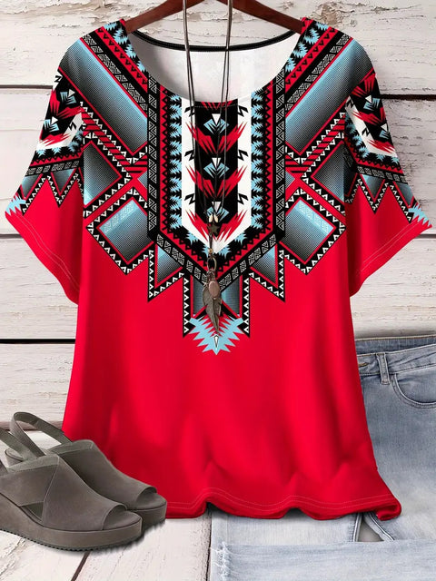 Kurzarm-T-Shirt aus Baumwolle mit Retro-Print im Frühjahr, neues, vielseitiges Rundhals-Shirt mit Bodenbildung m301287 
