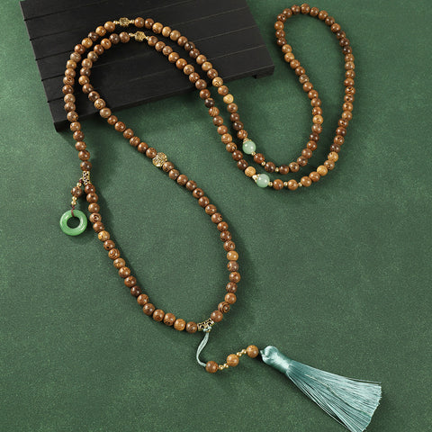 Collier à franges en perles de Bouddha Ya Bai, chaîne à bandoulière Guofeng, chaîne de pull rétro m3331290 