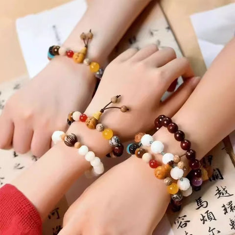 Bracelet 18 graines année natale étoile et lune perle Bodhi Bouddha m3331279
