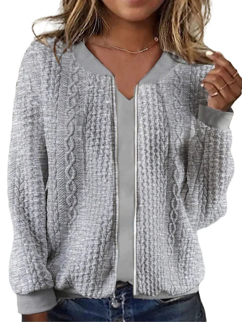 Veste pull à manches longues avec fermeture éclair et fermeture éclair pour femme, style baseball, m300406 
