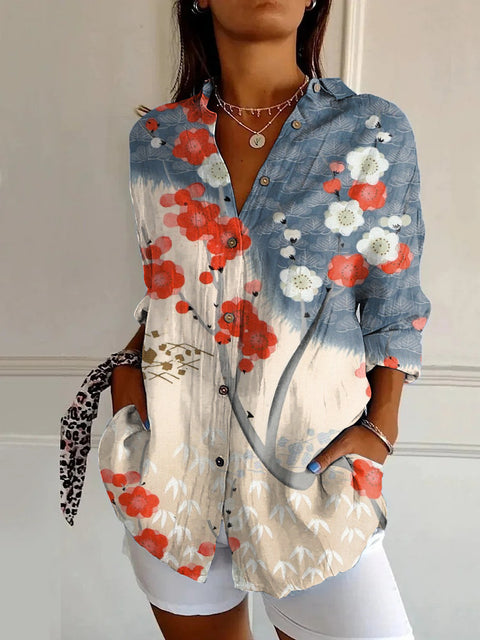 European and American trend long-sleeved shirt printing 3D shirt floral pattern m301726