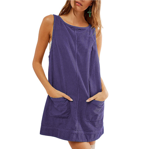 Robe gilet sans manches en velours côtelé m300965 