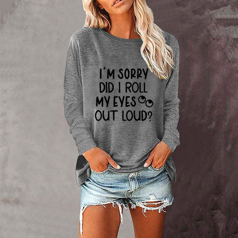 T-shirt ample à manches longues et col rond pour femme, imprimé commerce extérieur, M300920 