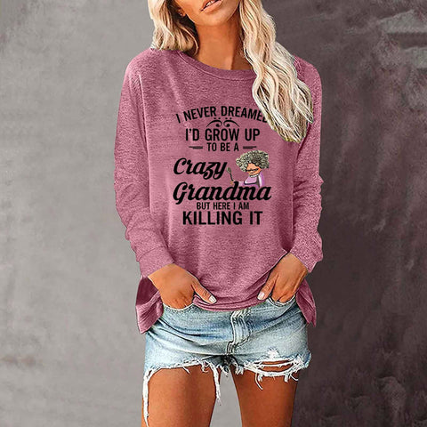 T-shirt ample à manches longues et col rond pour femme, imprimé commerce extérieur, M300920 