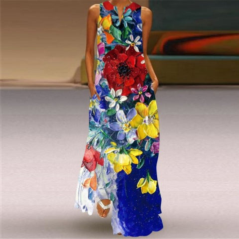 Robe fleurie à col en V M300202 