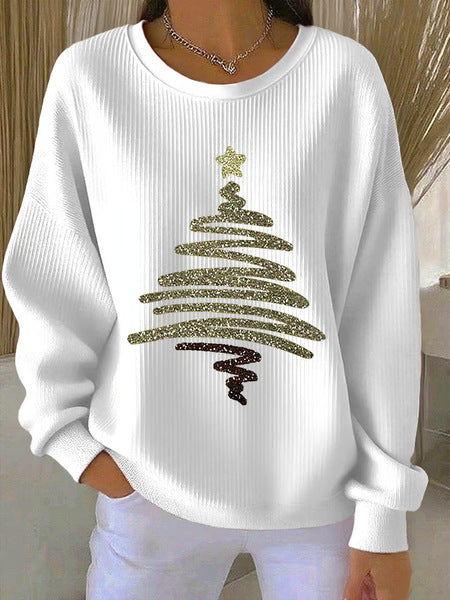 Loose outer wear lazy wind snowflake Christmas tree mix and match casual commuter sweater m302516