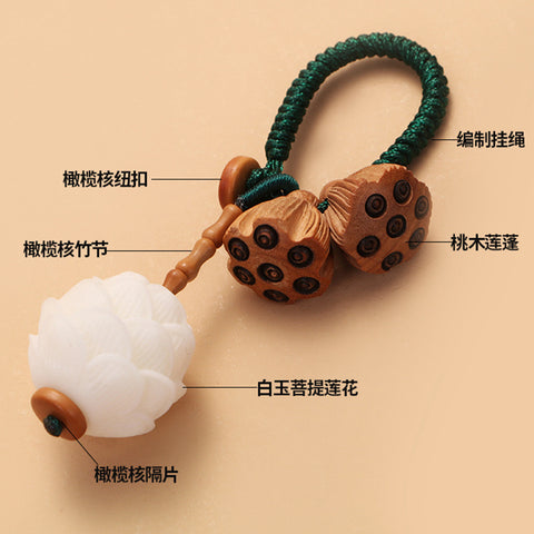 Porte-clés de voiture Bodhi Lotus, pendentif littéraire, frais et beau, petit pendentif en forme de gousse de lotus m3331259 