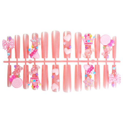 Porter des coussinets à ongles Nail art en forme de longue pipe à eau Accessoires en forme de nœud de bonbon tridimensionnel Coussinets à ongles 24 pièces