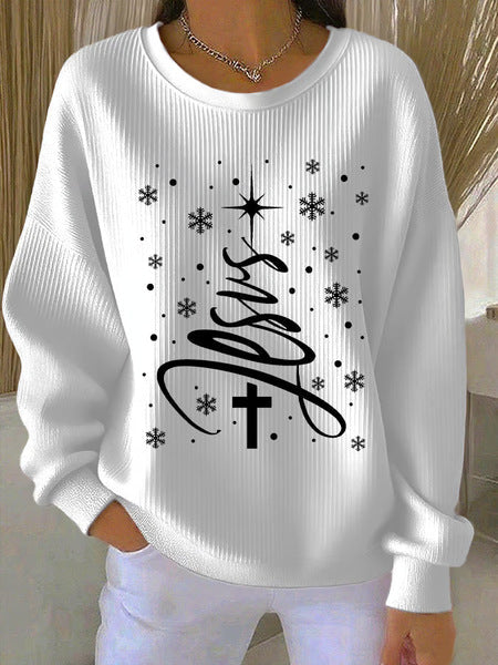 Loose outer wear lazy wind snowflake Christmas tree mix and match casual commuter sweater m302516