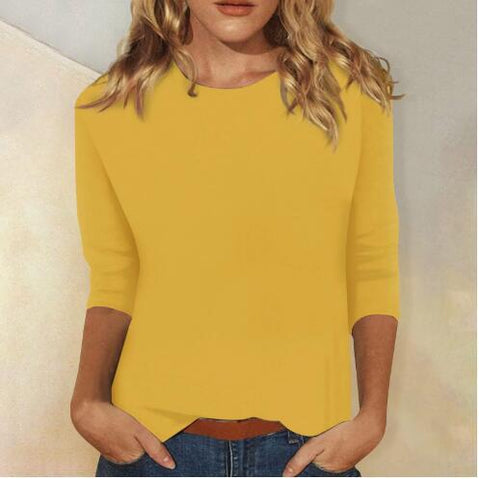 Crew neck print solid color T-shirt m300770
