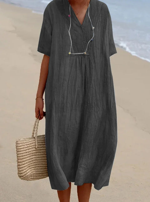 Versatile casual and thin skirt solid color cotton and linen m300889