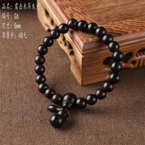 Bracelet de perles de Bouddha en jujube frappé par la foudre, bracelet Wenwan en bois gravé de perles de main de mantra à six caractères m3331239