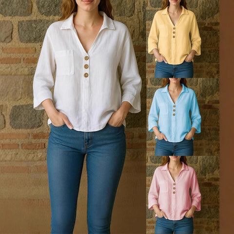 Lapel solid color loose shirt m303107