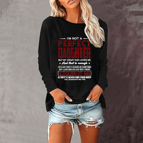 T-shirt ample à manches longues et col rond pour femme, imprimé commerce extérieur, M300920 