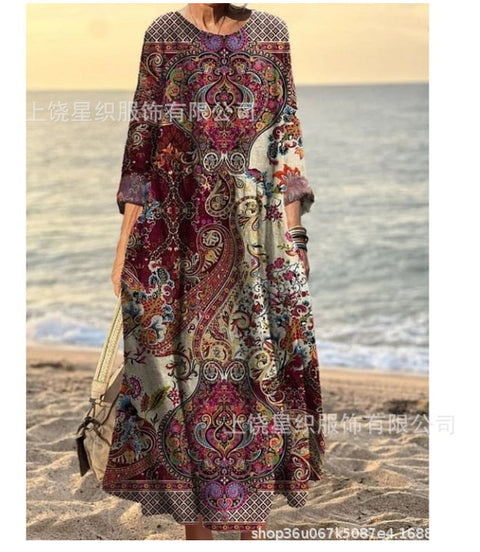 Robe ample décontractée imprimée en 3D pour femme m301278 