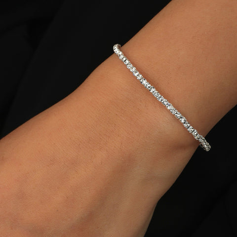 Bracelet en argent brillant et super scintillant avec diamants à haute teneur en carbone m3331106