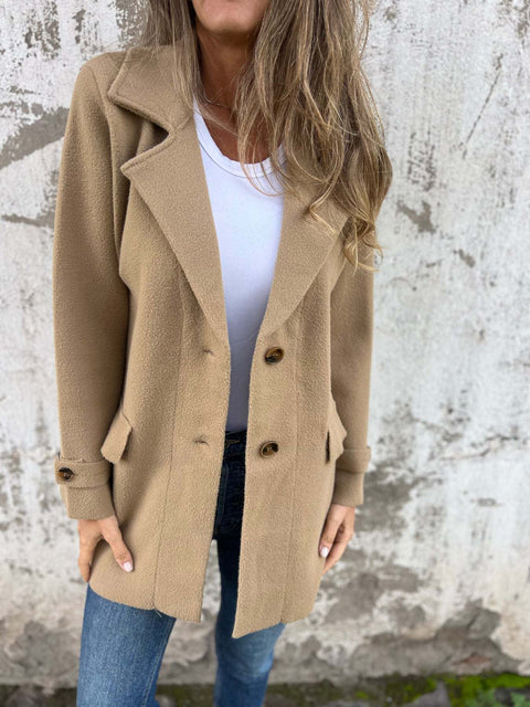 Veste en laine décontractée pour femme, nouvelle collection automne et hiver, cardigan à fausses poches et revers amples, m300613 