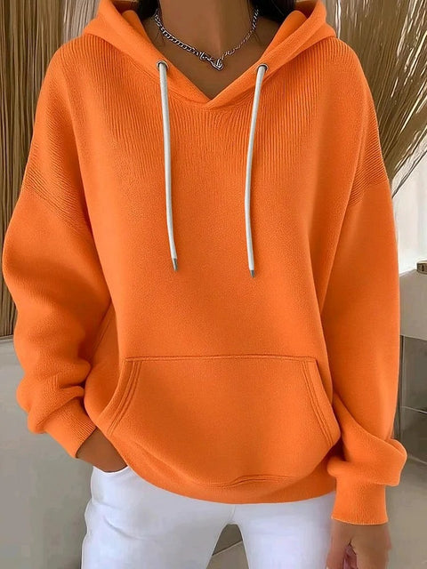Casual solid color trendy sweater drawstring, hooded long-sleeved sweater m302030