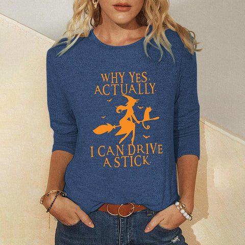 Crew neck T-shirt women's long-sleeved loose printed top M800013