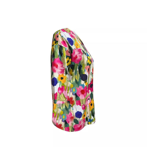 Chemise ample décontractée à col ras du cou et imprimé floral tendance m300407 