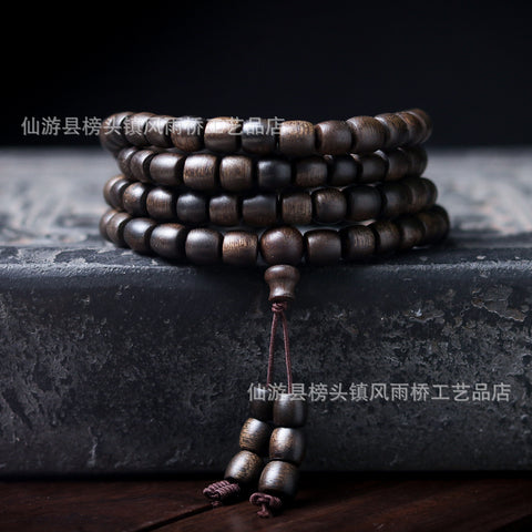 Bracelet en bois d'agar noir Qinan, immergé dans l'huile, de haute qualité, 108 perles de Bouddha, bijoux faits main, m3331277 