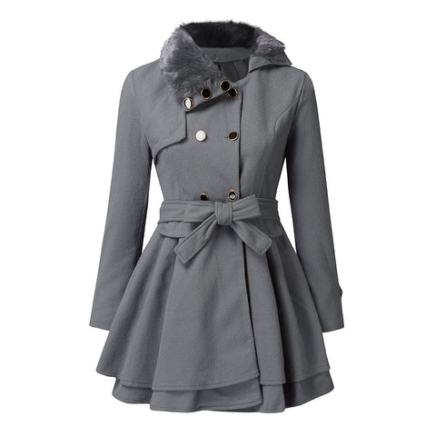 Vêtements pour femmes, veste longue en laine ajustée, trench-coat croisé en laine pour femmes m300531 
